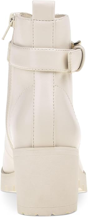 Wild Pair Womens Hillari Leather Combat & Lace-up Boots White 9 Medium (B,M)