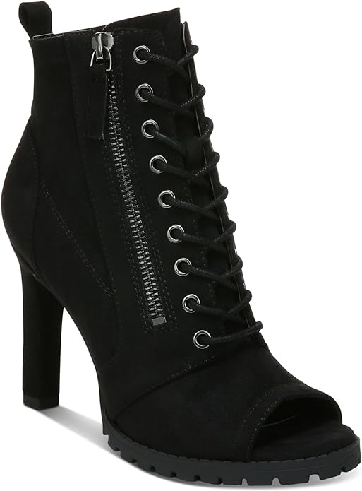 Womens Damas Faux Suede Peep Toe Pumps Black 9.5 Medium (B,M)