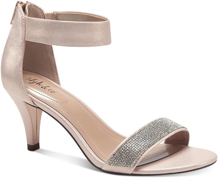 Style & Co. Womens Phillys Shimmer Evening Heels Pink 10 Medium (B,M)