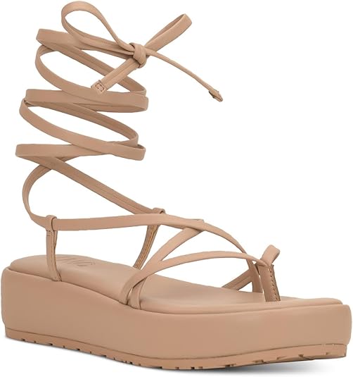 INC Womens Rexile Thong Strappy Flatform Sandals Tan 9 Medium (B,M)